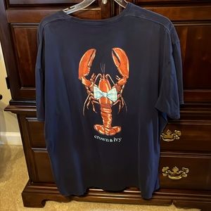 Men’s crown Ivy 2 xl tee navy blue lobster on back good condition